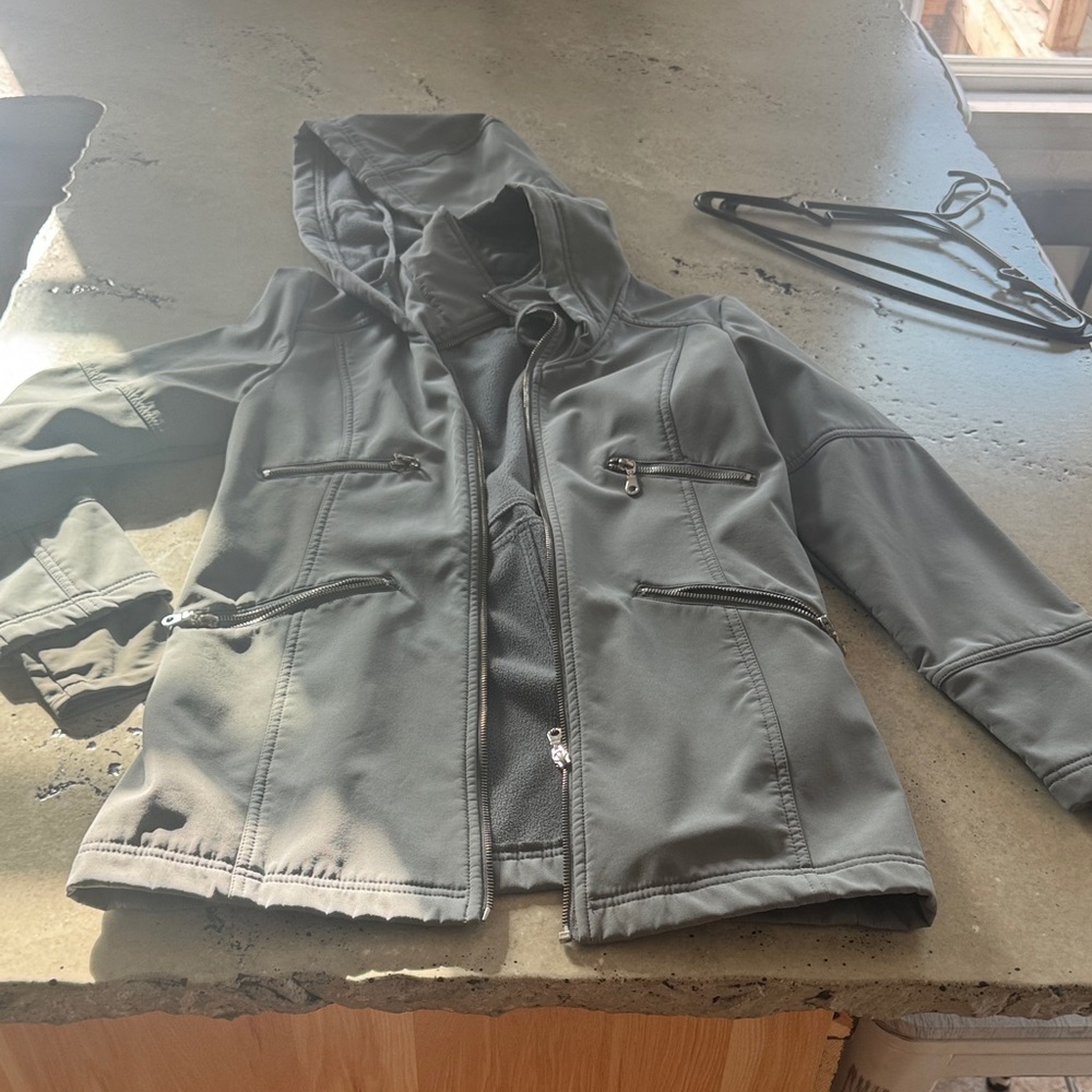 DKNY Gray Hooded Jacket